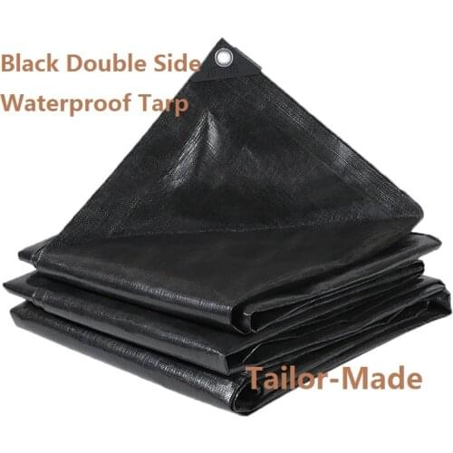Outdoor Truck Black Rainproof Cloth Tarpaulin Double Side Courtyard Sunshade Waterproof Canvas Thicken PE Greenhouse Tarp Canopy