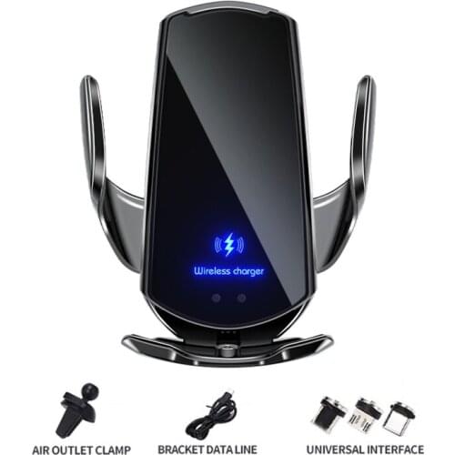 Universal Car Wireless Charger Auto Clamping USB Infrared Sensor Phone Holder Mount IPhone 12 11 XS XR X 8 Samsung S20 S10