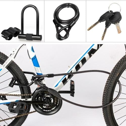 Bike Wheel Lock Strong Security Bike U Lock 3 Keys Anti-theft Bike Cable U-Locks Set Bicycle Accessories Cycling Tool