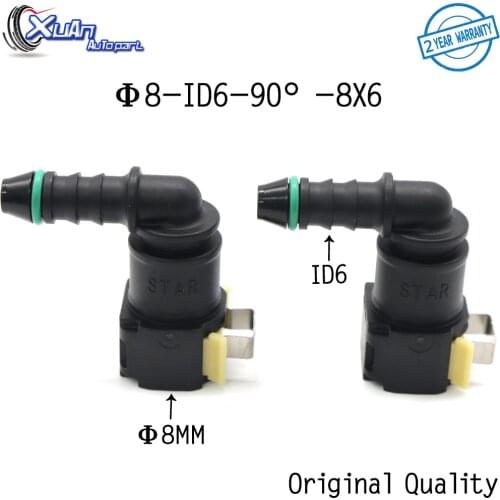 XUAN 2pcs D8 8mm ID6 90 degree Fuel line quick connector female connector gasoline filter fuel filter for Peugeot and Citroen