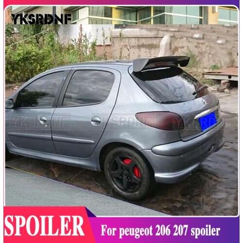 YKSRDNF For Peugeot 206 207 Spoiler 2008 2009 2010 2011 ABS Plastic Rear Roof Spoiler Wing Trunk Lip Boot Cover Car Styling