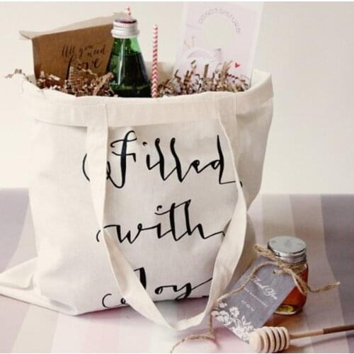 Filled With Joy Wedding Welcome Bag Everyday Tote Bag Baby Shower Gift Bag shopping bags handbag with zipper grocery boho bag