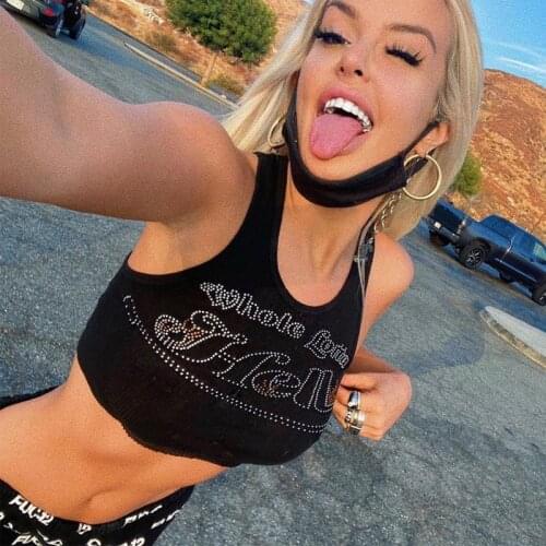 Sexy top ladies 2021 hot diamond sequin bandage punk sleeveless strapless tops basic waist retro aesthetic clothes