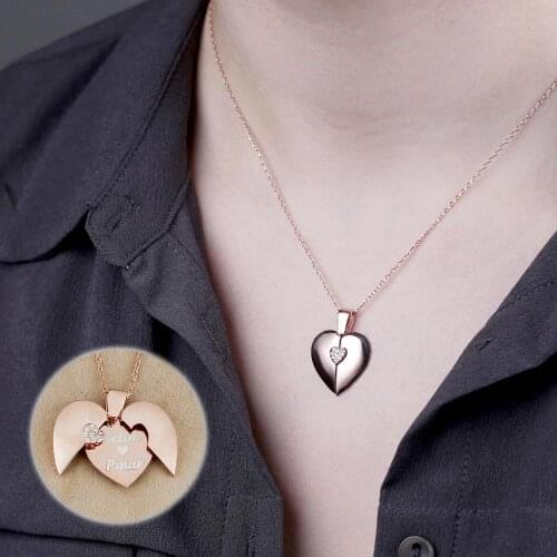 VAOOV 925 Sterling Silver Openable Heart Woman Necklace - Made in Turkey