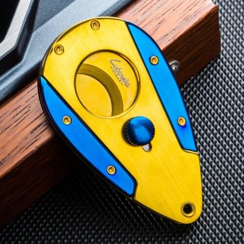 Gold High-End Zinc Alloy Stainless Steel Carving Cigar Scissors Double Blades Zigarren Cigar Guillotine Cutter With Gift Box