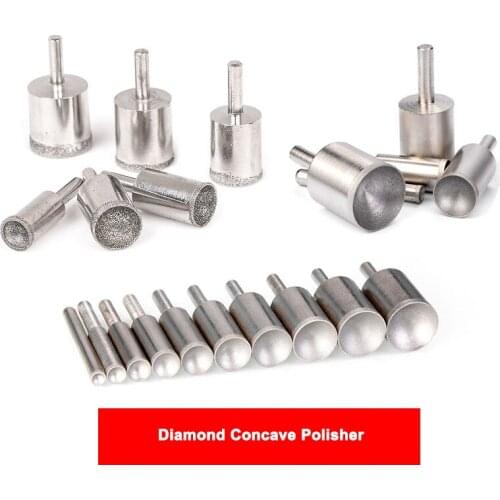 1PCS Fine Rough Sand 3-25mm Diamond Concave Polisher Suction Eye Socket Bead Grinding Head For Jade Bodhi Root Ball Round Beads