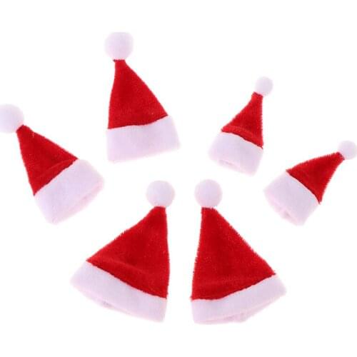 2Pcs Christmas Santa Claus Hat Mini Christmas Hat for Children Xmas Gift Decoration 1/12 Scale Dolls Accessories Home Decor