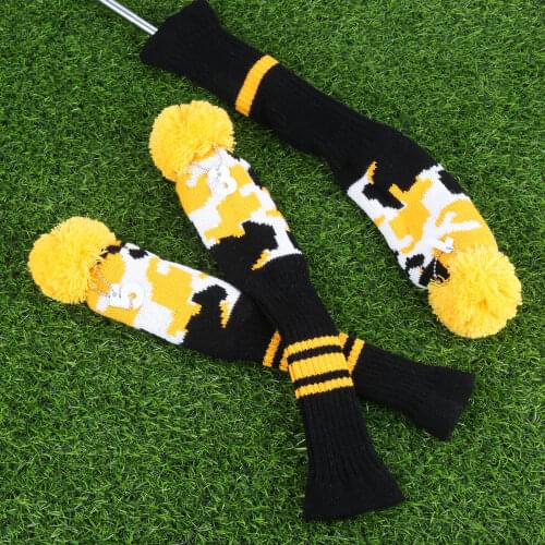 3Pcs No. 1 3 5 Golf Club Head Covers Set Knitted Fabric Sock Golf Headcover For Driver/ Fairway Woods