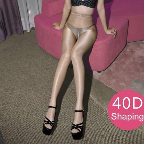 2018 40D Womens Sexy Oil Shiny Cotton-crotch Open-crotch Pantyhose Glitter Shaping Dance Women Tights Hosiery Medias Collants