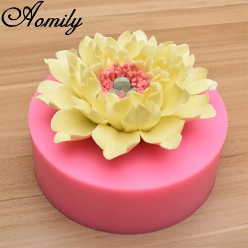 Aomily 3D Peony Flower Silicone Mold Cake Molds Fondant Molds Sugar Craft Chocolate Moulds Tools Cake Decorating Baking Tools