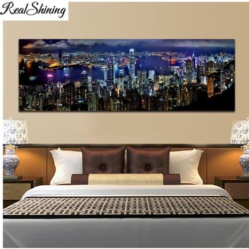 Large 5D DIY Diamond painting Hong Kong City Night Scene Full Square Round Diamond embroidery Cross stitch mosaic paint FS6578