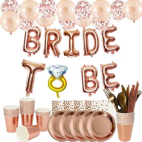 Bachelorette Party Decorations Rose Gold Bride To Be Balloons Tableware Set For Bridal Shower Wedding Engagement Party Supplies