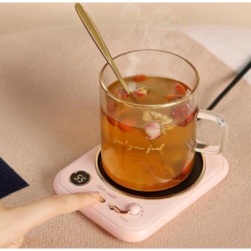 Electric Heating Cup Pad Home Office Heating Constant Temperature Coaster with 3 Temperature Settings Auto-Off Cup Warmer Plates
