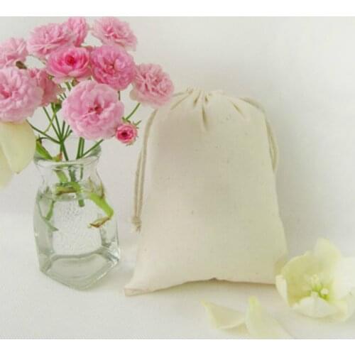 Cotton Drawstring Bag Jewelry Packaging Pouch Cosmetic Wedding Party Gift Bags Wrapping Supplies Sachet Pocket Custom Logo Print