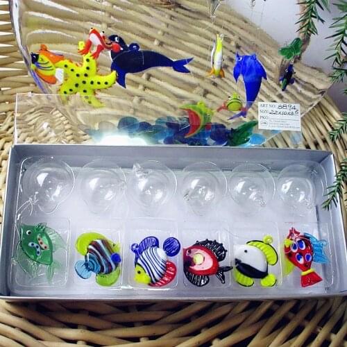 Factory custom made Small floating glass fish decoration glass tropical fish figurine for aquarium