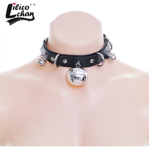 Lilico Trendy Punk Leather Choker Necklace Multilayer Bells Metal Choker Collar Necklace Handmade Boho Gothic Costume Jewelry