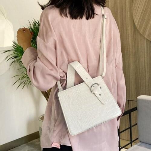 Square Bag 2021 Fashion New Quality PU Leather Womens Handbag Crocodile Pattern Chain Shoulder Messenger Bags