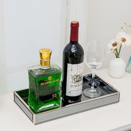 Square Glass Mirror Tray Silver Mirror Craft Storage Tray Hotel Home Practical Soft Decoration Design Ornaments