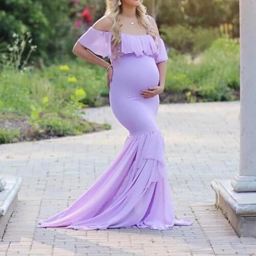 2021 Summer Dress New Womens Lace-Up Pregnant Women Trailing Short-Sleeved One-Piece Long Dress Photography Flying Sleeve Dress