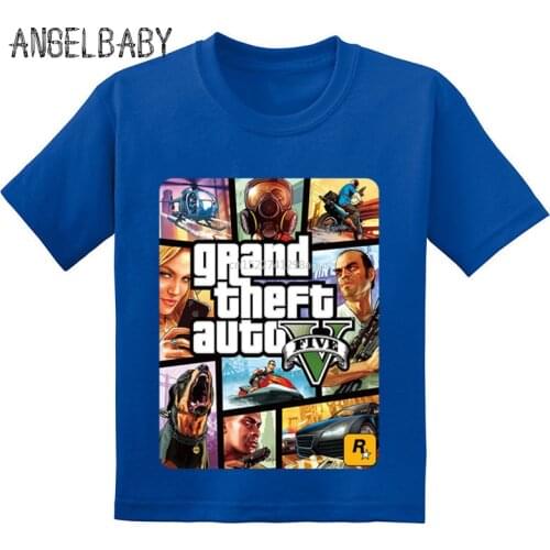 Hot Sale GTA Street Fight Long With GTA 5 Kids T-shirts Children Summer Cotton Baby Clothes Boys/Girls Casual Tops Tees,GKT005