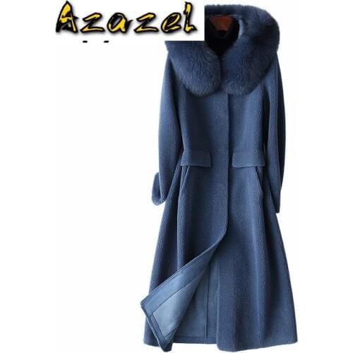 Fox Fur Hooded Autumn Winter Wool Coat Clothes 2020 Korean Vintage Sheep Shearling Women Tops Abrigo Mujer HQ19-YFG9055C