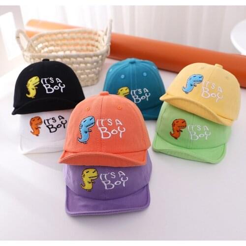 Cute Cartoon Dinosaur Baby Caps Embroidery Letter Toddler Kids Baseball Cap Summer Baby Girl Boy Sun Hat