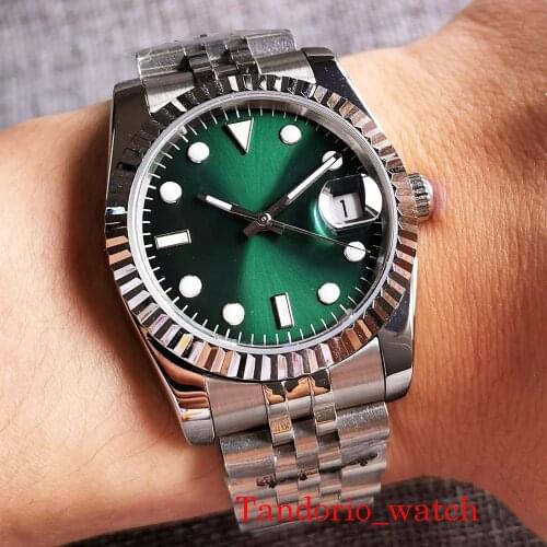 36mm/39mm Bliger Green Dial Sapphire Glass NH35A MIYOTA 8215 Automatic Men Watches Luminous Oyster Bracelet 316L Stainless Steel