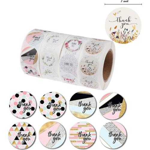 500Pcs/Roll Handmade Thank You Stickers Wedding Party Round Paper Labels Stickers