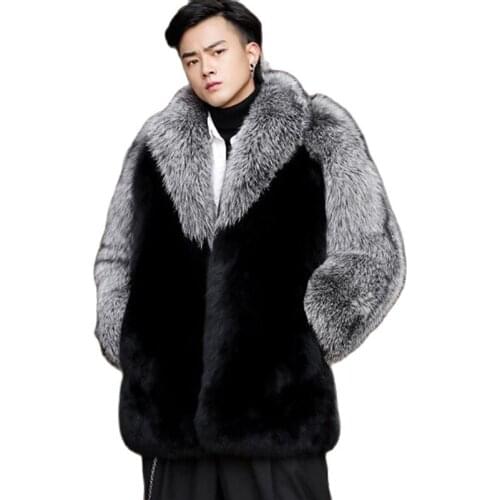 S-6XL New Style Winter Clothing Plus Size Mens Faux Fur Overcoats Fox Fur Leather and Fur In One Mens Long Coat