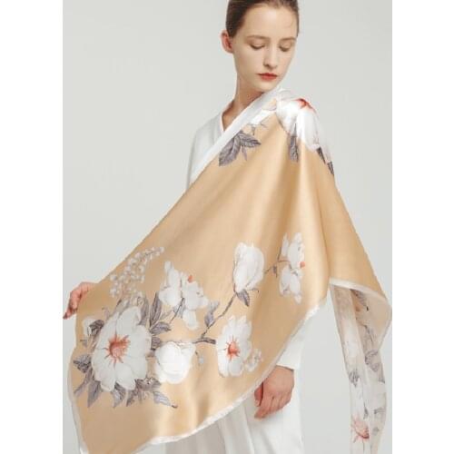 Autumn Elegant Silk Satin Scarf Custom Silk Crepe Satin Long Silk Scarf For Women 170*52