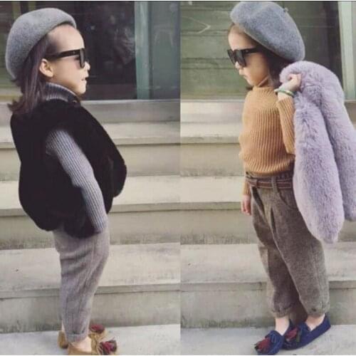 Thick Baby Girl Winter Clothes New Girl Fur Vest Girls Vest Kids Waistcoat for Girls Snowsuits Kids Vest Faux Fur Children Coats