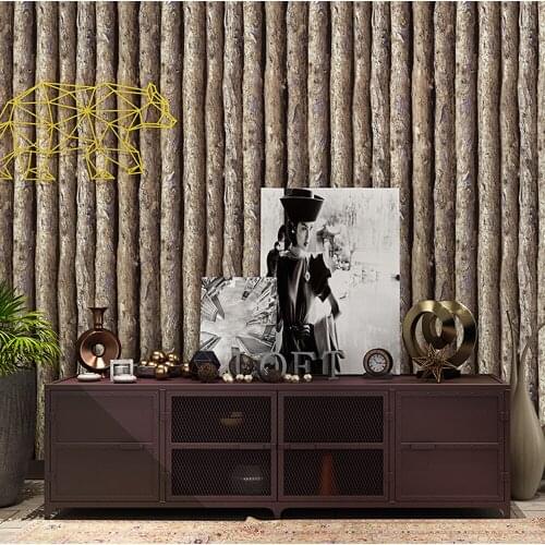 Q QIHANG Chinese Retro 3D Tree Stripes Barber Clothing Store Restaurant Background PVC Wallpaper Roll 5.3m2