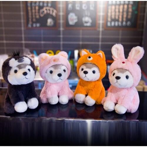 20 CM Lifelike Husky Plush Toys Simulation Pug Puppy Dogs Dolls Lovely Tiger Rabbit Bear Penguin Koala Cosplay Clothes