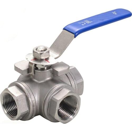 Stainless Steel SS304 Ball Valve Manual Female Thread DN8 DN10 DN15 DN20 DN25 L-type T-flow 3-Way