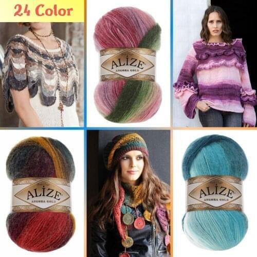 Wool Hand Knitted Yarn - (5 Ball) 24 Color Options 550 Meters(100gr) hand Knitting Yarn Ball - Alize Angora- Winter - Warm - Scarf - Beret - Blanket - Cardigan - Dress - Patterned - Multicolor-Made In Turkey-DIY