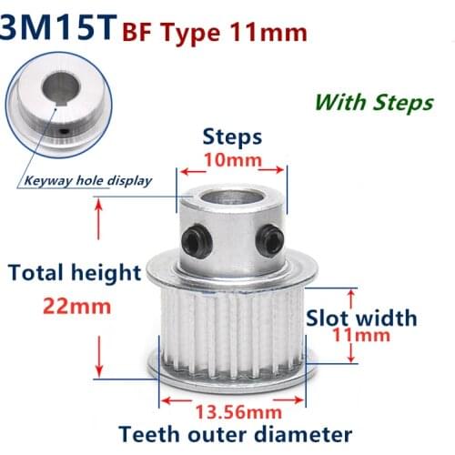 15 Teeth HTD 3M Synchronous Pulley 3m timing pulley Width 11mm 15T 3M timing belt HTD3M Pulley gear