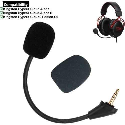 Replacement Mic 3.5mm Microphone for Kingston HyperX Cloud Alpha S Core Pro Silver Cloud9 Edition Gaming Headsets