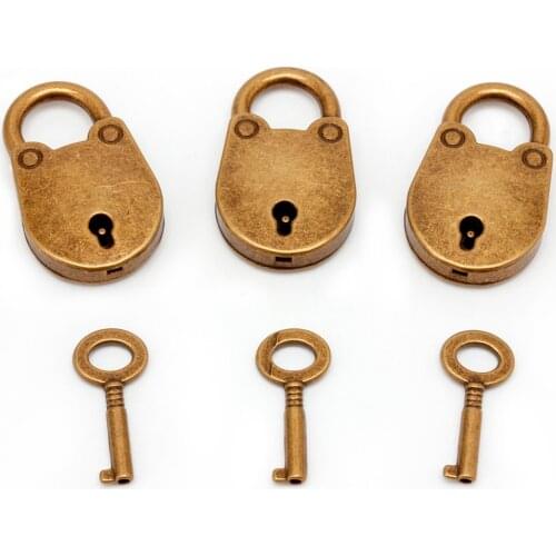 Old Archaize Vintage Antique Style Mini Padlocks Key Lock With key (Lot Of 3) Small padlock for handbag