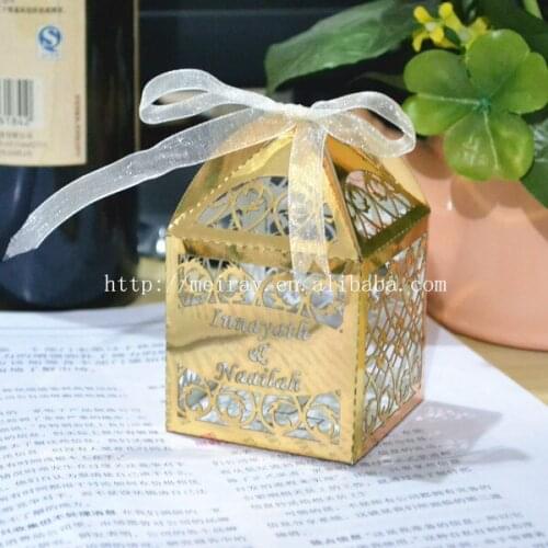 Wedding gold decor, gold candy boxes for wedding,metallic gold wedding favor