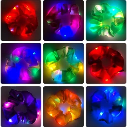 12Pcs Luminous Hairband Elastic Hair Bands Multiple Light Modes Hair Ties clips for Girl Women Birthday Gift Party Christmas
