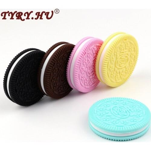 TYRY.HU 1pc Baby Silicone Teether Chocolate Biscuits Shaped BPA Free Food Grade Cookies Christmas Gifts Jewelry DIY Pendants