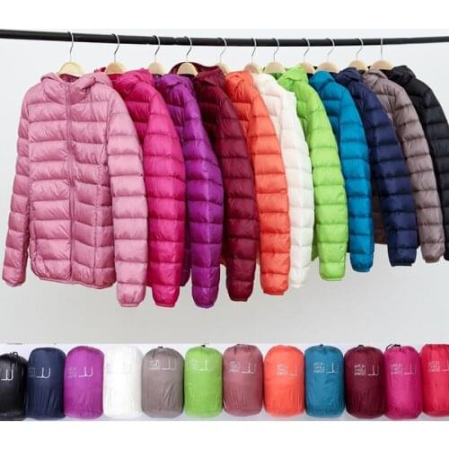 Plus size ultra light duck Down jacket women short hooded warm coat womens parka slim down jackets female Portable outerwear