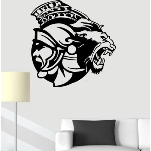 Vinyl Wall Stickers Leo Warrior Mural Rome Medieval Gladiator Decal Animal Fight Home Decoration O256