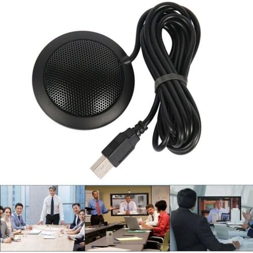 360° Omnidirectional PC Computer Microphone USB/3.5mm Port Office Portable Noise Canceling Speaker for Conference Meeting