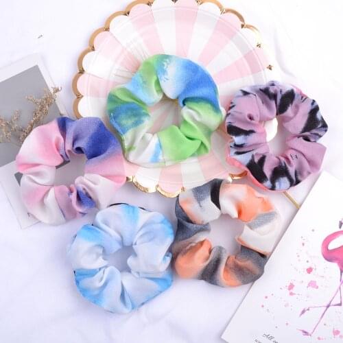 4 Inches Printed Scrunchie Elastic Hair Band For Women Girls Ponytail Holder Hair Rope Headband Hair Accessories 085