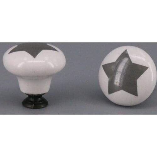 10PCS Hand Painted Five-Pointed Star Ceramic Cupboard Wardrobe Cabinet Drawer Door Handles Pulls Knob