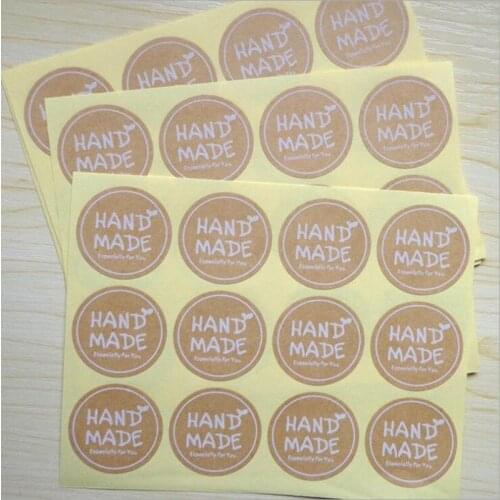 120pcs/10 Sheets Kraft Paper Round Label Handmade Sealing Stickers Baking Packaging Biscuit Bag Decoration Sealing Stickers