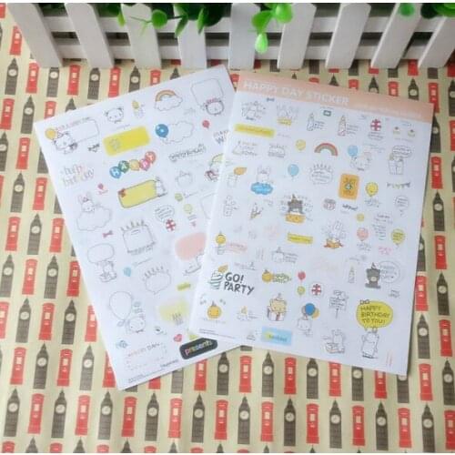 2pcs/pack lot Happy Day Animal paper Sticker Multifunction Cartoon DIY Stickers Sign post Stationery Office school supplies