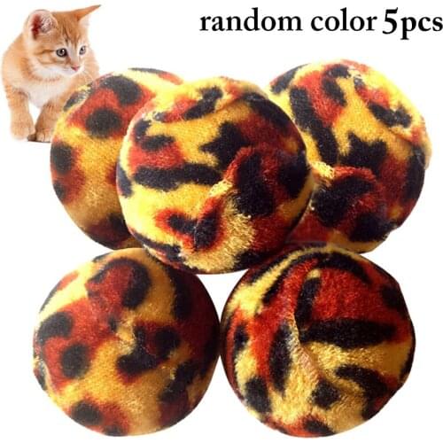 5/6/10PCS Cat Ball Toy Plush Pom Ball Toy Creative Leopard Print Cat Ball Toy Kitten Playing Toy 4.3cm Cat Ball Toy Training Toy