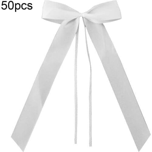 50Pcs/Pack White Wedding Car Decoration Gift Wrap Ribbon Bows Christmas Party Ribbons Bows Kit